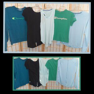 LOT OF 5 CHAMPION ATHLETIC TOPS SHIRTS TANK TOP & SWEATSHIRT-WOMENS SIZE S